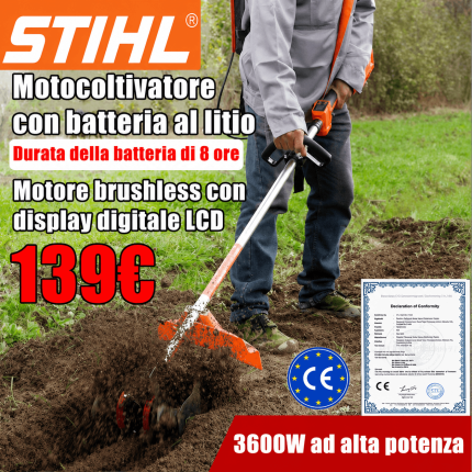 La motozappa elettrica STIHL con batteria agli ioni di litio può essere utilizzata per arare, diserbare e vangare. È ideale per orti, giardini fioriti, piantagioni, orticoltura e aziende agricole.