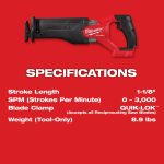 Milwaukee 2821-20, M18 FUEL SAWZALL Recip Saw (Tool Only) - Image 15