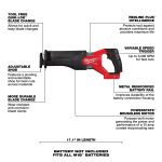 Milwaukee 2821-20, M18 FUEL SAWZALL Recip Saw (Tool Only) - Image 11